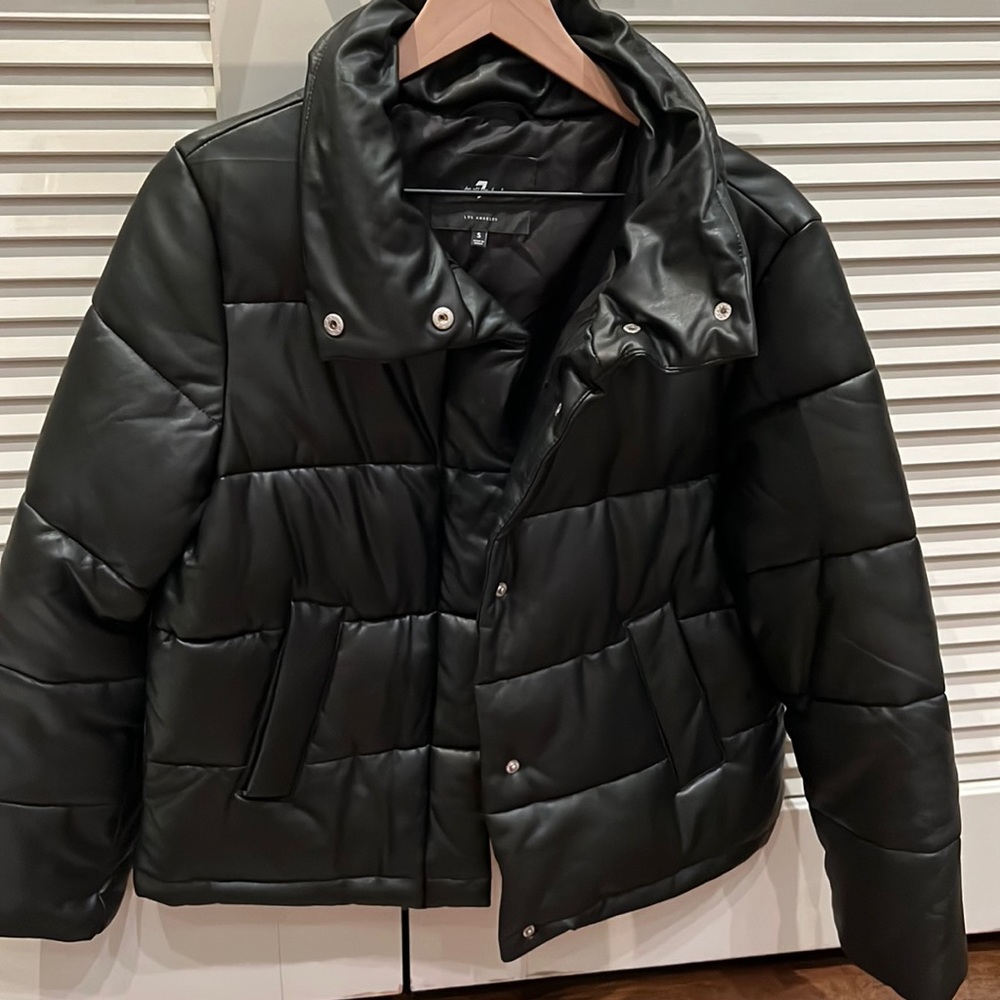 Leather Puffer Jacket NWOT!